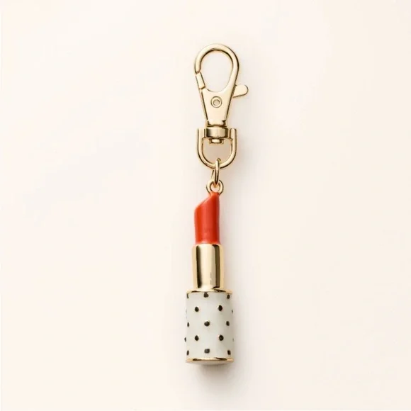 Kate Spade x Target Red and Gold Lipstick Keychain/Bag charm NWOT - Picture 2 of 8